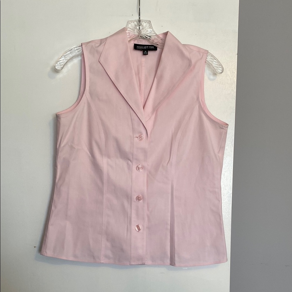 Jones New York Pink Sleeveless Button-Up Top